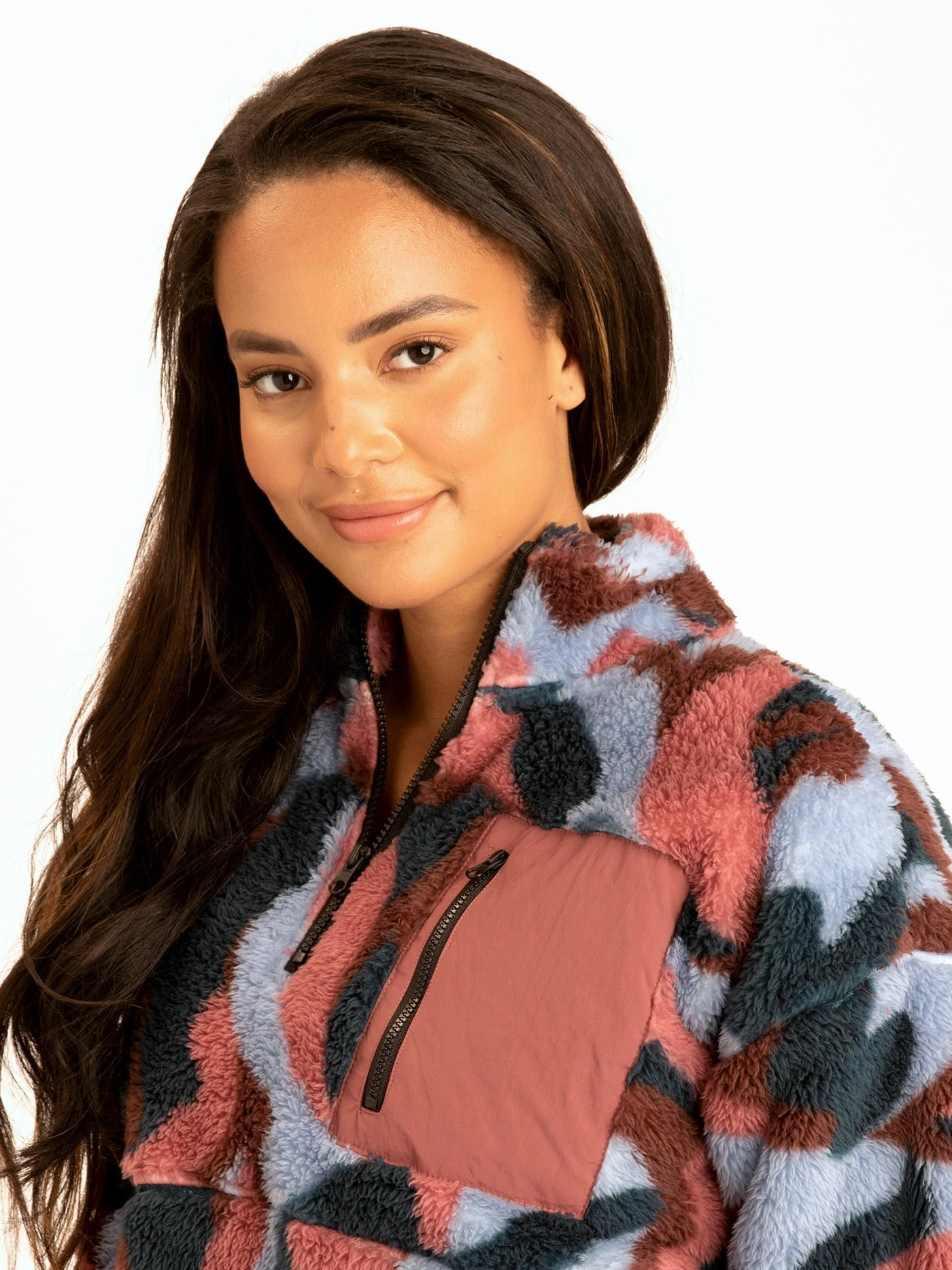 EcoFriendlyInsulation Light Reflective Logos Katya Sherpa Half Zip Pullover