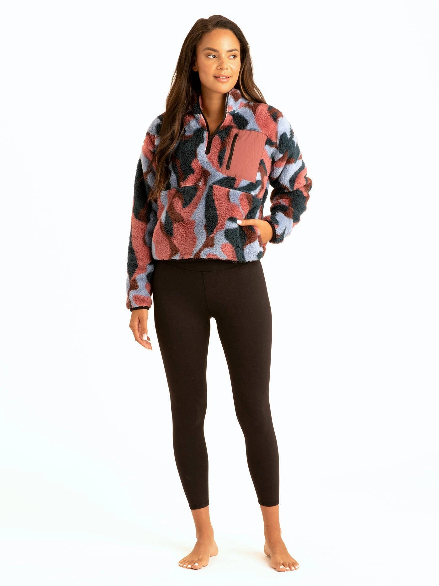 Katya Sherpa Half Zip Pullover Cold Season All Season Fit