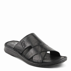 Footwear for Traveling Stylish casual sandals Spring Steps Men's Nunzio Slide In Sandals - Black Leather