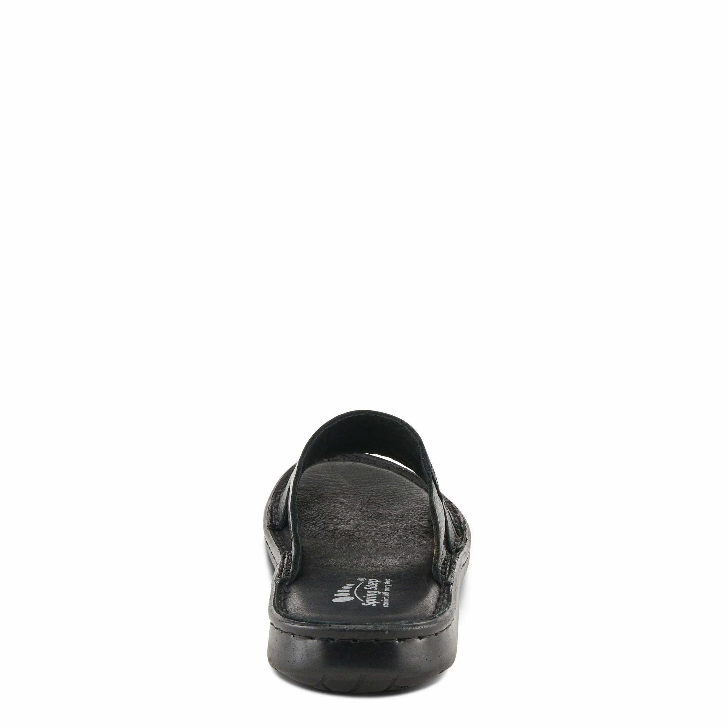 Spring Steps Men's Nunzio Slide In Sandals - Black Leather On Foot