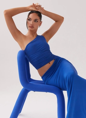 Romance Glow Seranella One Shoulder Maxi Dress - Cobalt