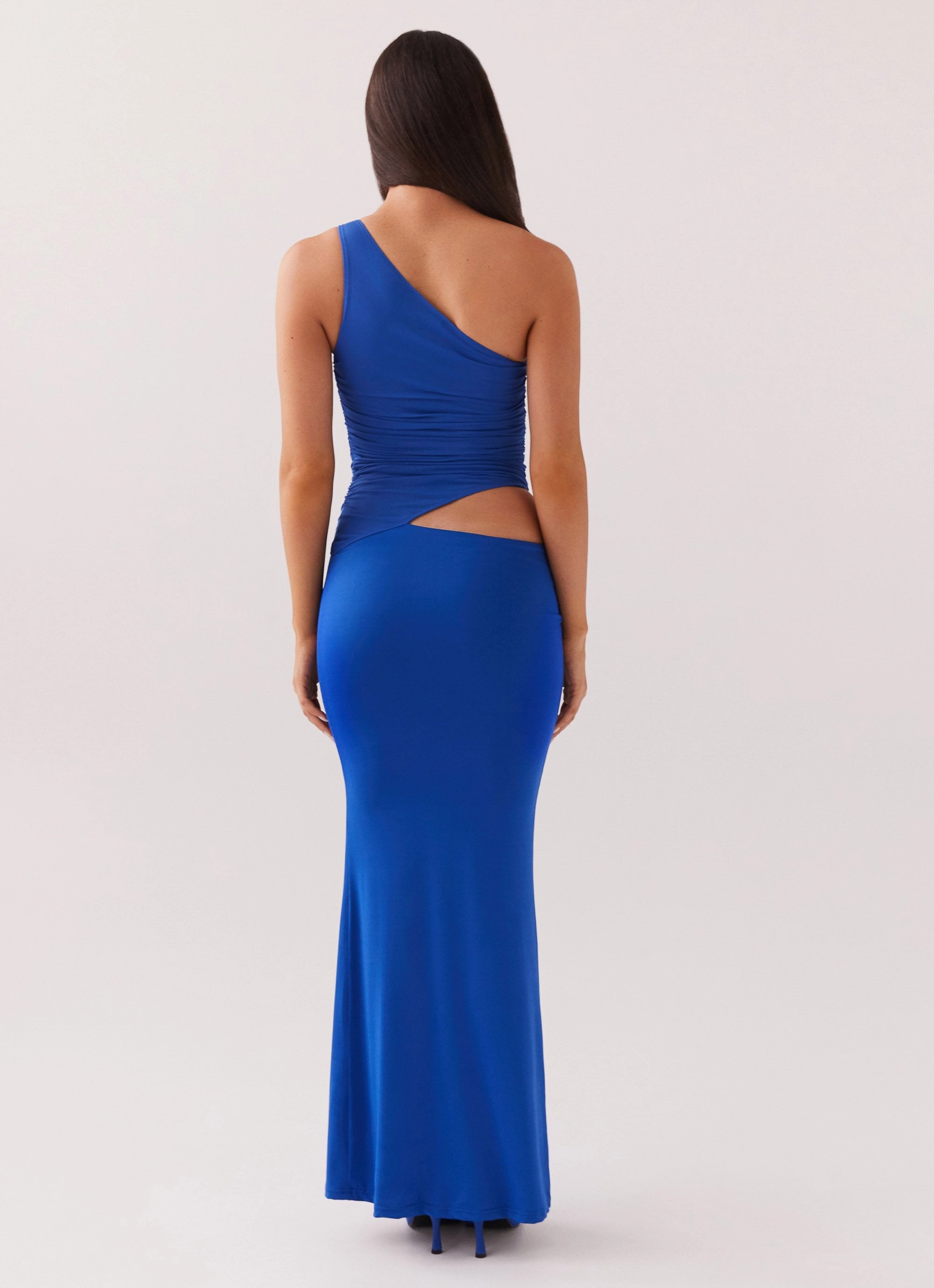 Open-back Seranella One Shoulder Maxi Dress - Cobalt
