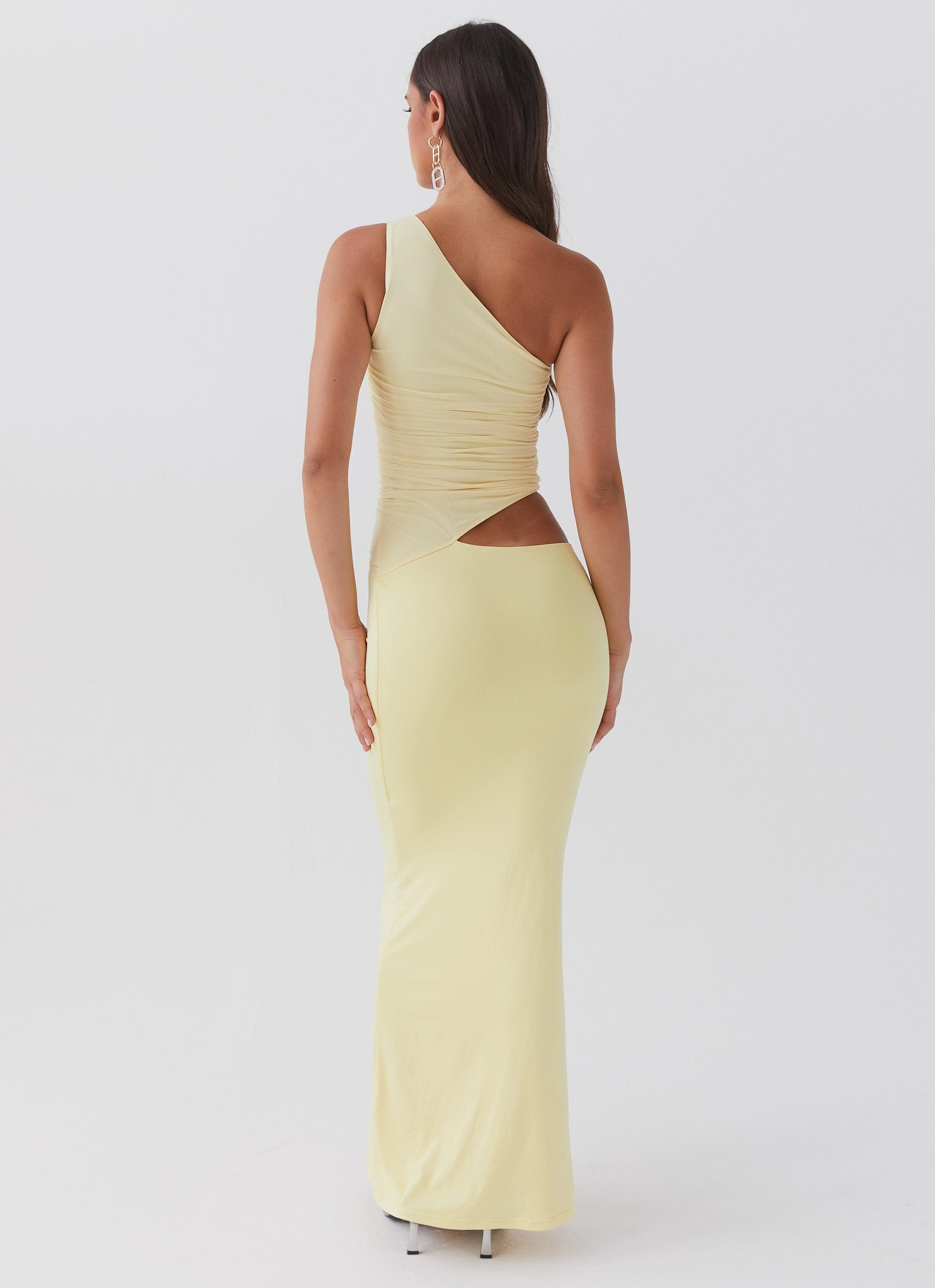 Cool Shape Effortless weekend dress Seranella One Shoulder Maxi Dress - Lemon
