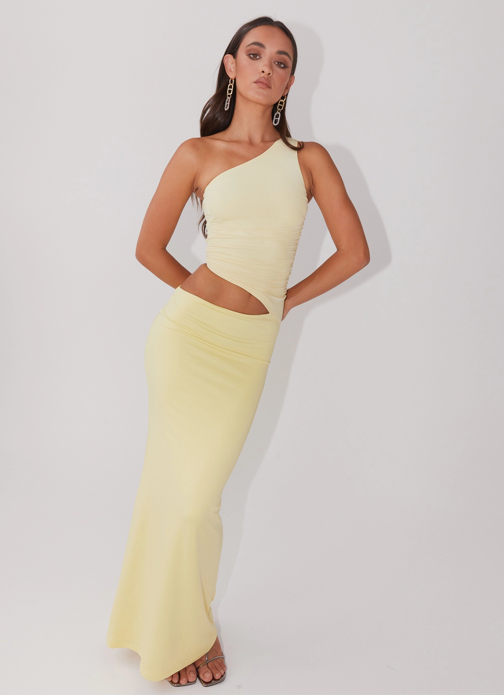 Seranella One Shoulder Maxi Dress - Lemon Comfy and Elegant