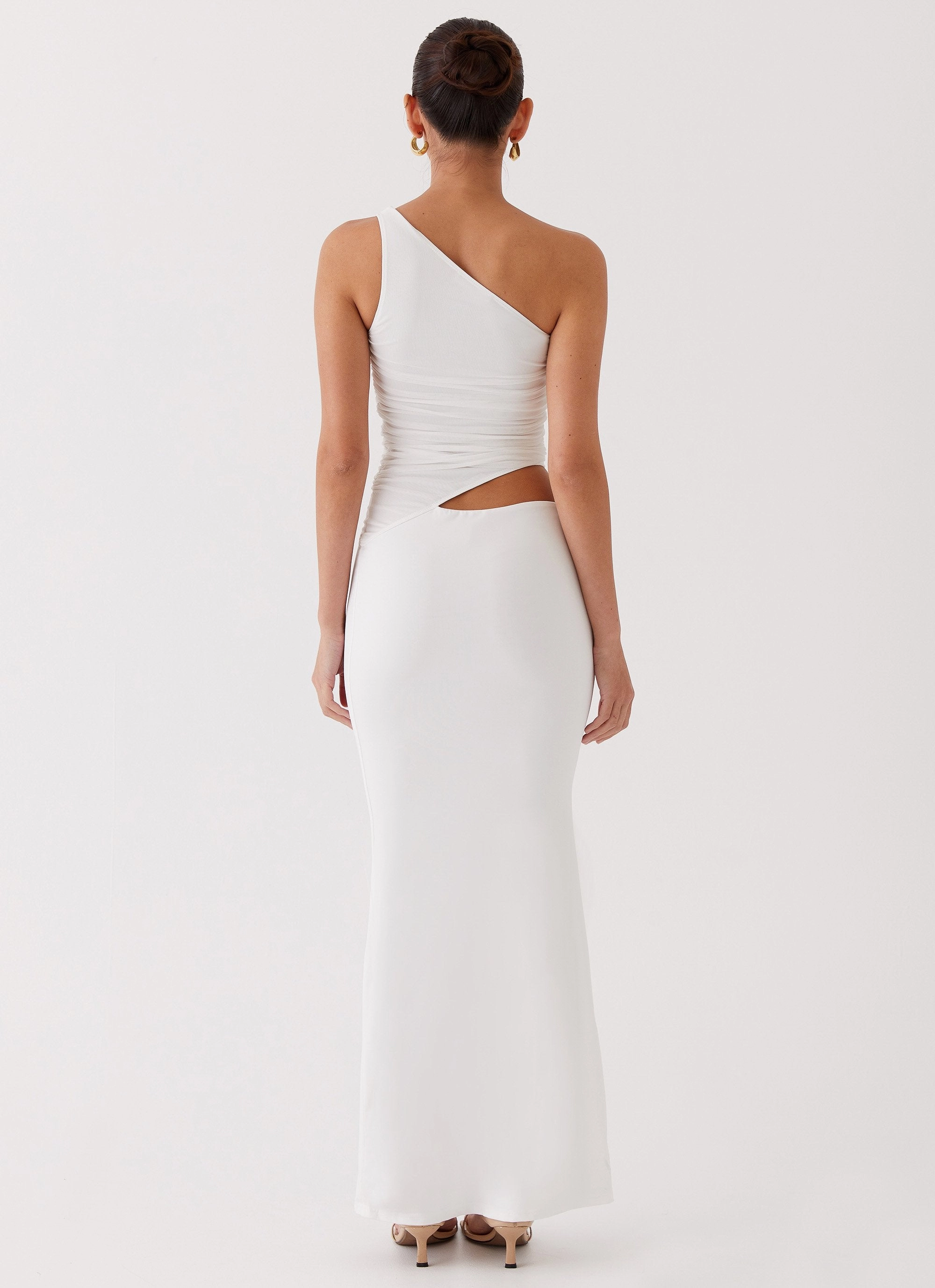 Seranella One Shoulder Maxi Dress - White Urban Edge