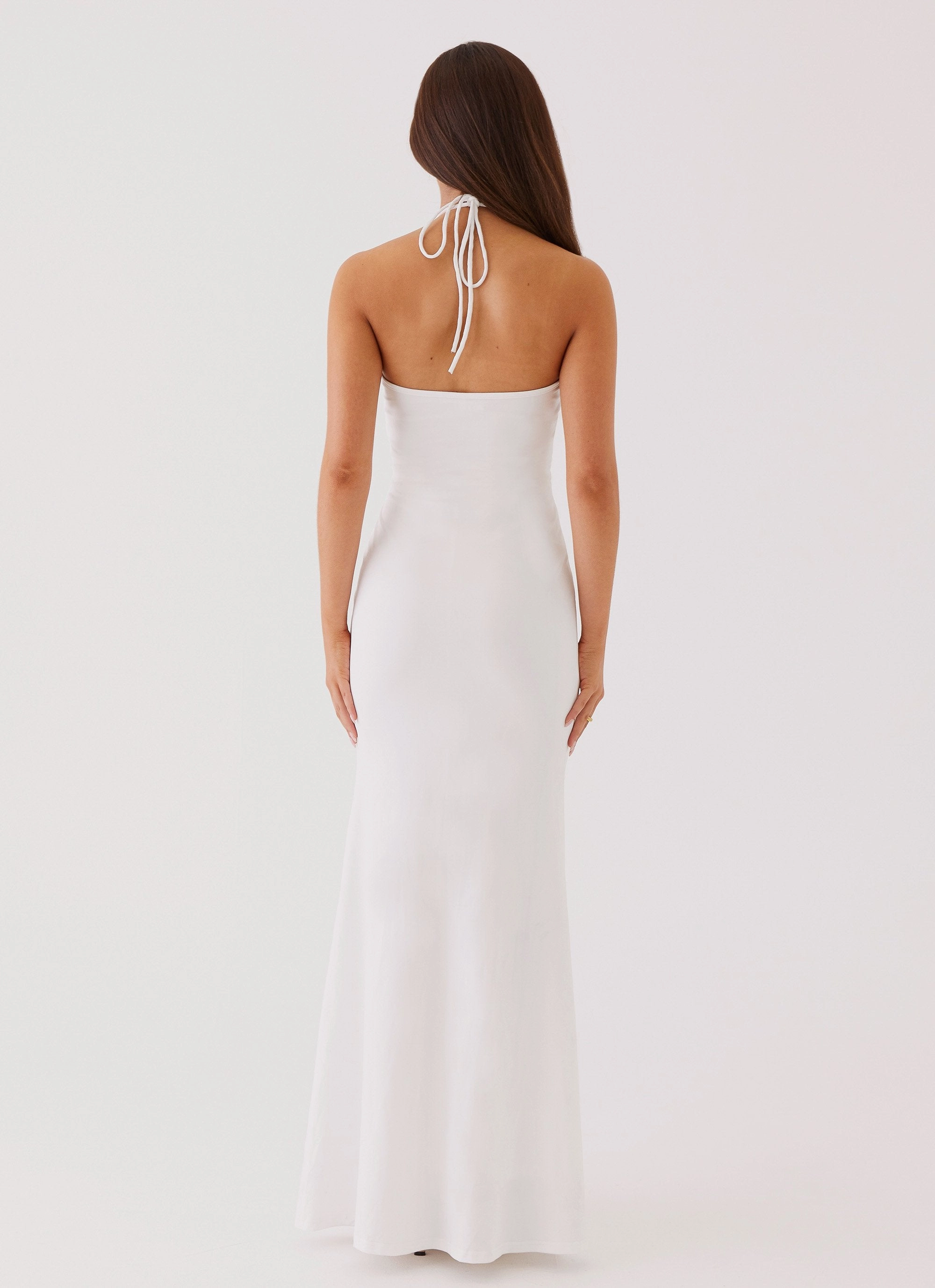 Serina Ruffle Maxi Dress - White Printed-Lining Quick Glam
