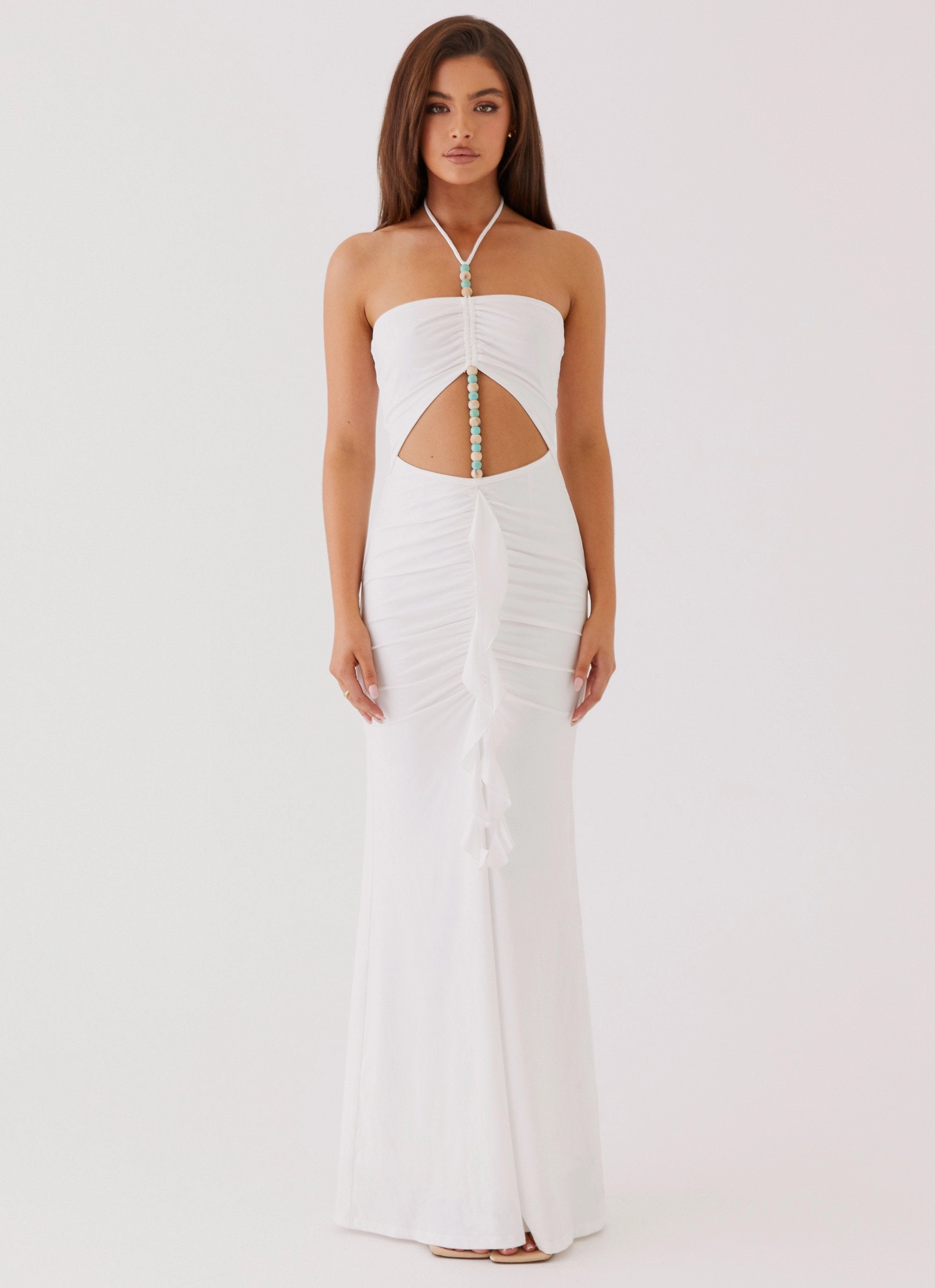 Smart Silhouette Serina Ruffle Maxi Dress - White