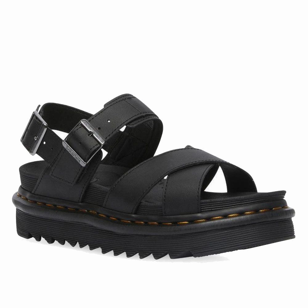 Comfortable beach sandals Shock Diffusing Heel Dr. Martens Women's Voss II Sandal - Black