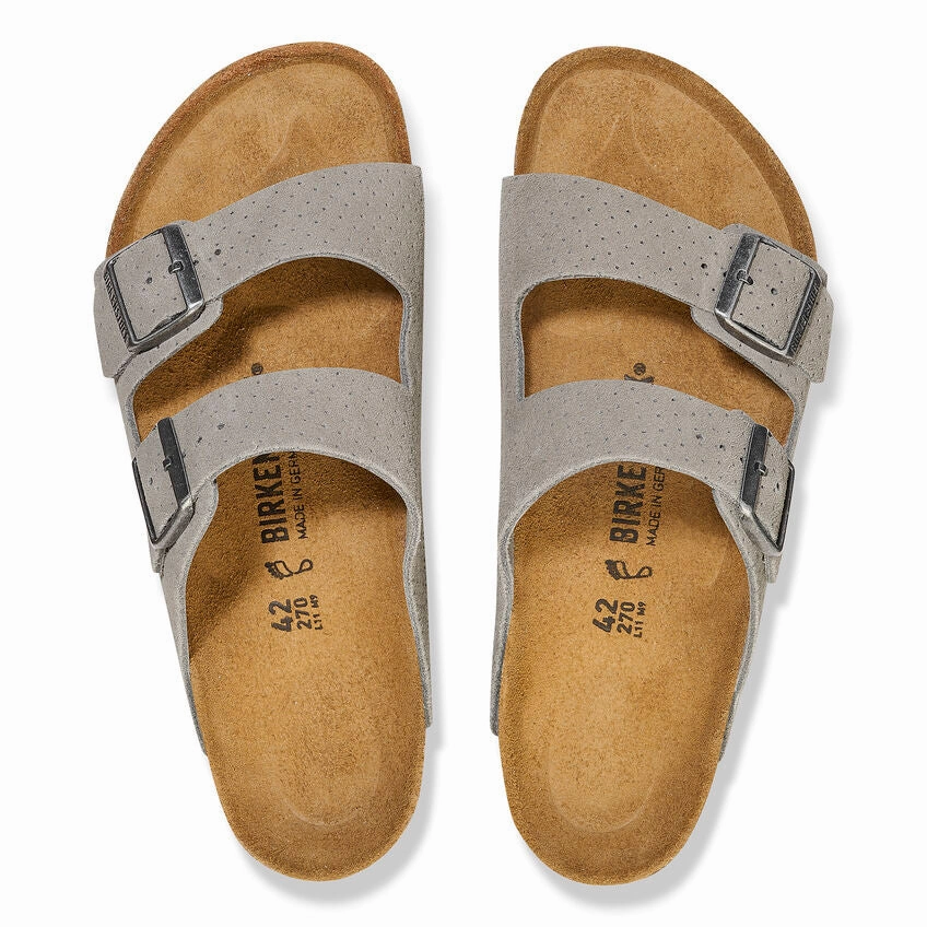 Lightweight Flats Birkenstock Women's Arizona Suede Embossed - Dotted Stone Coin