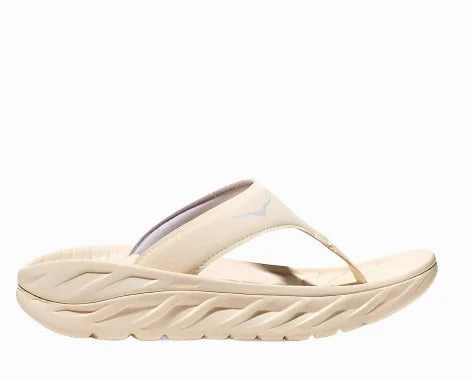 HOKA Women's Ora Recovery Flip Sandal - Vanilla/Lunar Rock Smooth Surface Strap