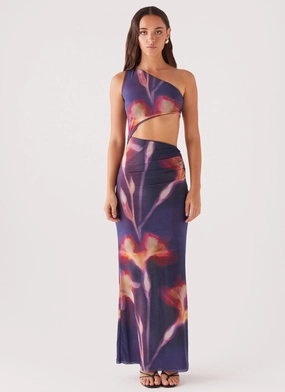 Sequin-Detail Soft Air Shadows In The Sun Mesh Maxi Dress - Ember Rose