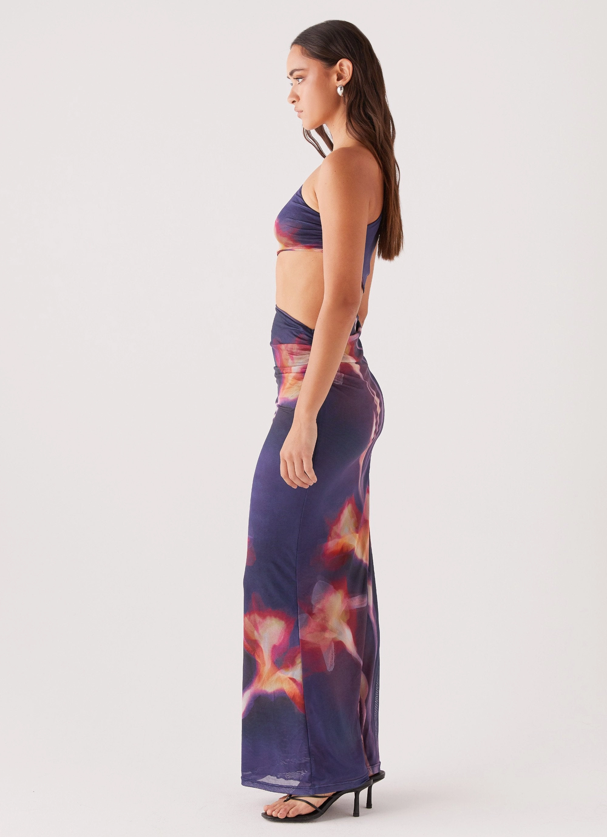 Daily Ready Flare Breeze Shadows In The Sun Mesh Maxi Dress - Ember Rose