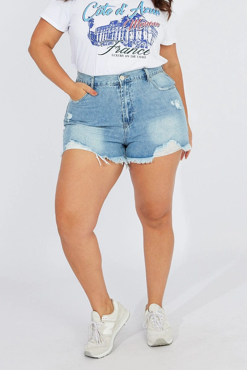 Travel Clothing Denim Relaxed Shorts High Rise