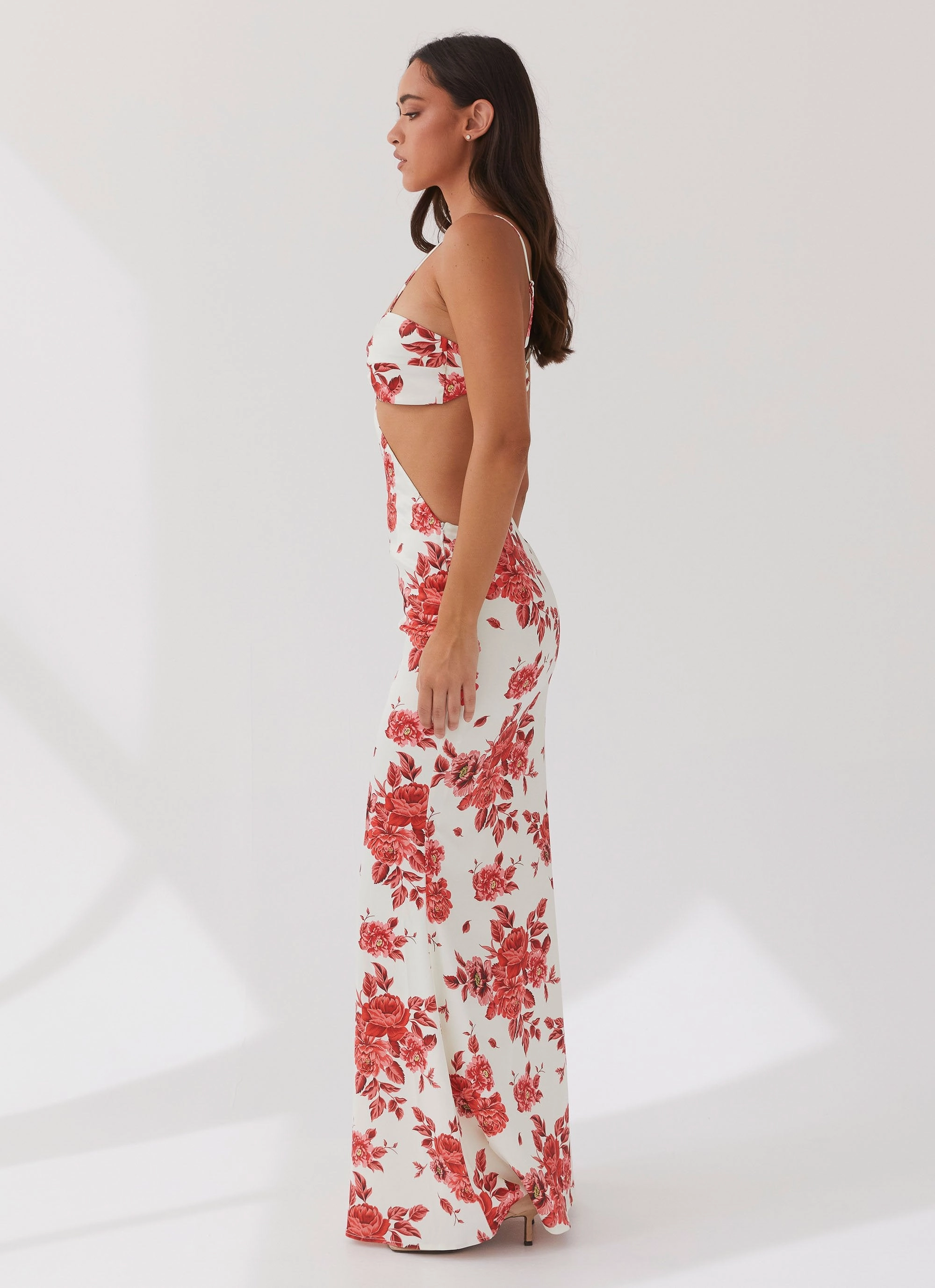 Rosie Satin Maxi Dress - Rosa Floria Quiet Sweet