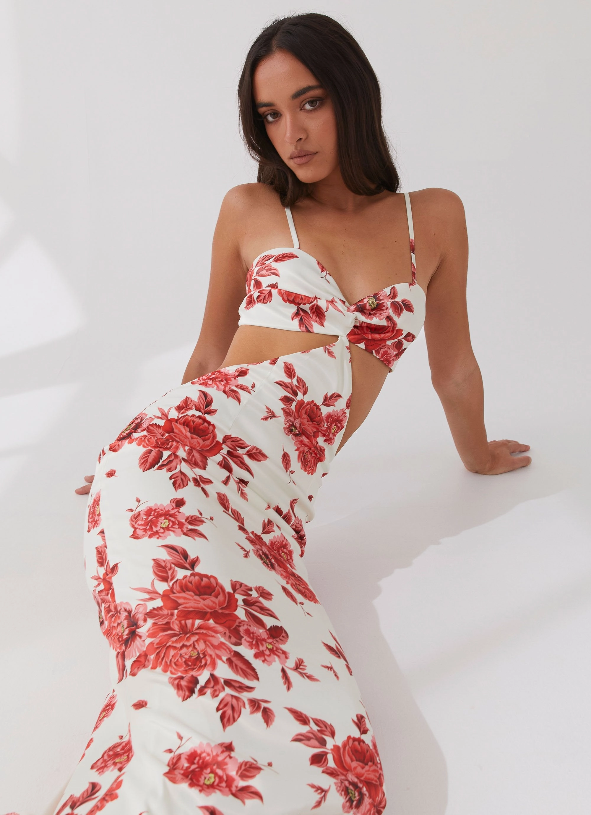 Natural Texture Rosie Satin Maxi Dress - Rosa Floria