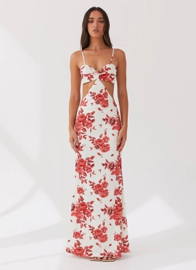 Cute Glow Rosie Satin Maxi Dress - Rosa Floria