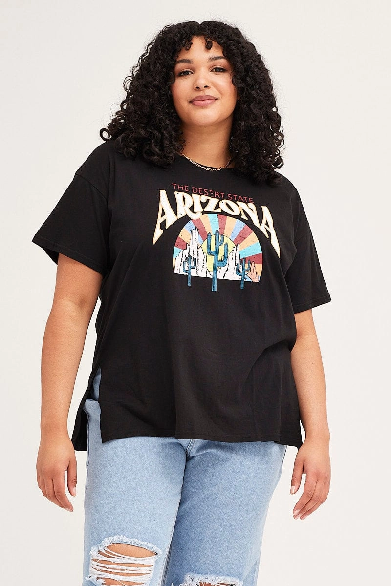 Sport Flex Black Short Sleeve Arizona Oversized T-shirt