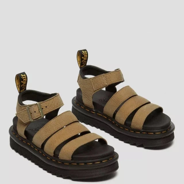 Beach Mode Zebra Stripe Dr. Martens Women's Blaire Sandals - Savannah Tan