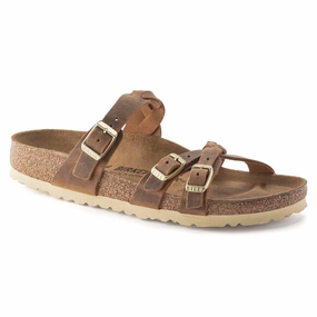 Tropical Leaf Birkenstock Women's Franca Sandal - Cognac Oiled Leather