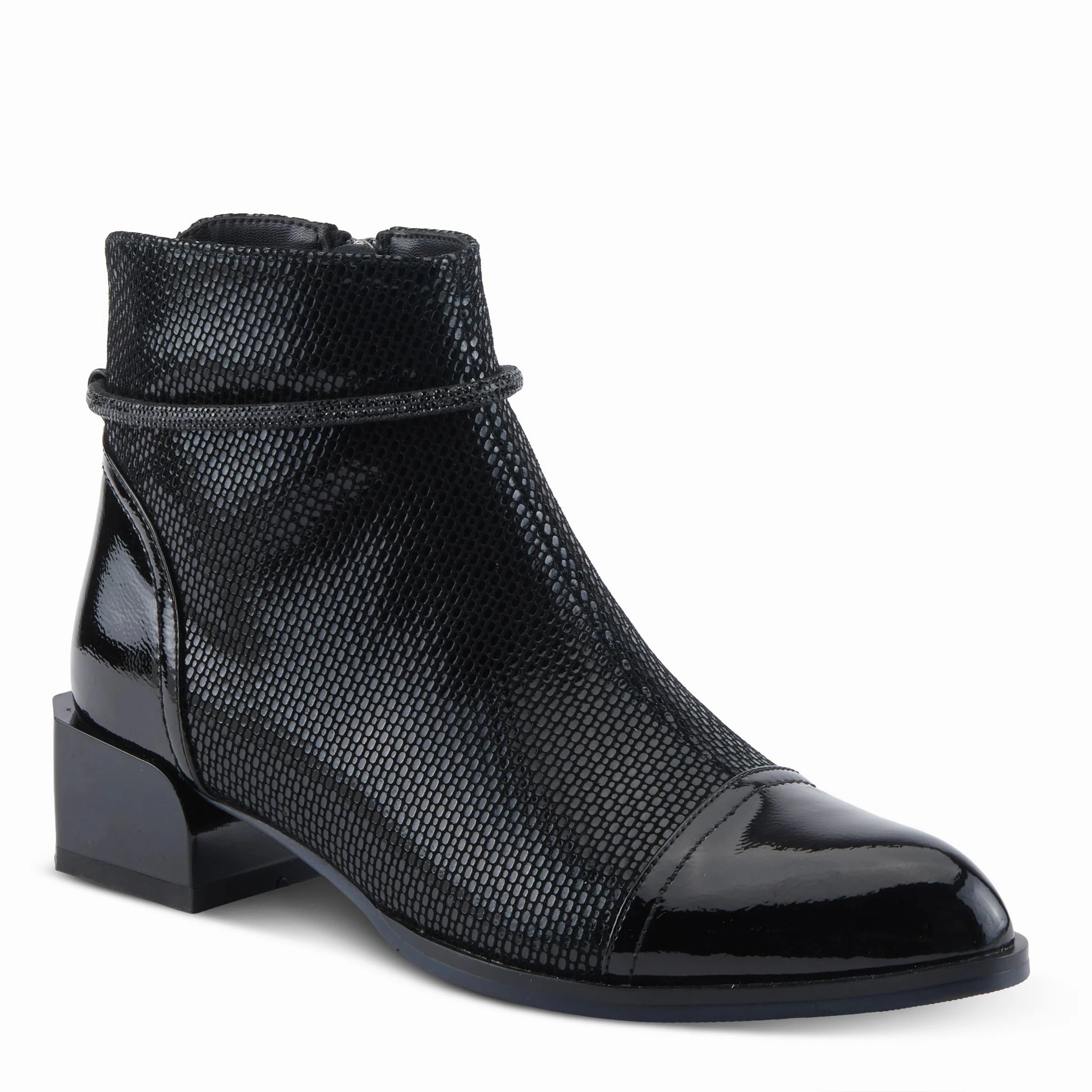 Sturdy Construction Azura by Spring Step Women's Shelbi Mid Calf Boot - Black Patent