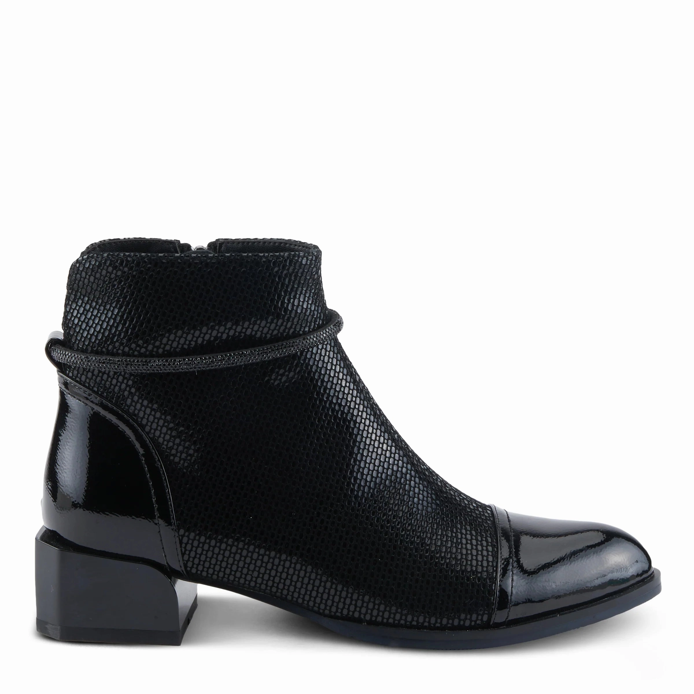 Every Condition Walk Support Azura by Spring Step Women's Shelbi Mid Calf Boot - Black Patent