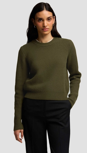 Shrunken Crewneck in Wool Cashmere | Olive Cozy Essentials product tropical vibrancy