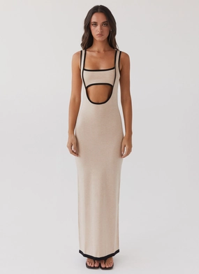 All-season garment Vibrant Form Lost In Paris Knit Maxi Dress - Tapioca