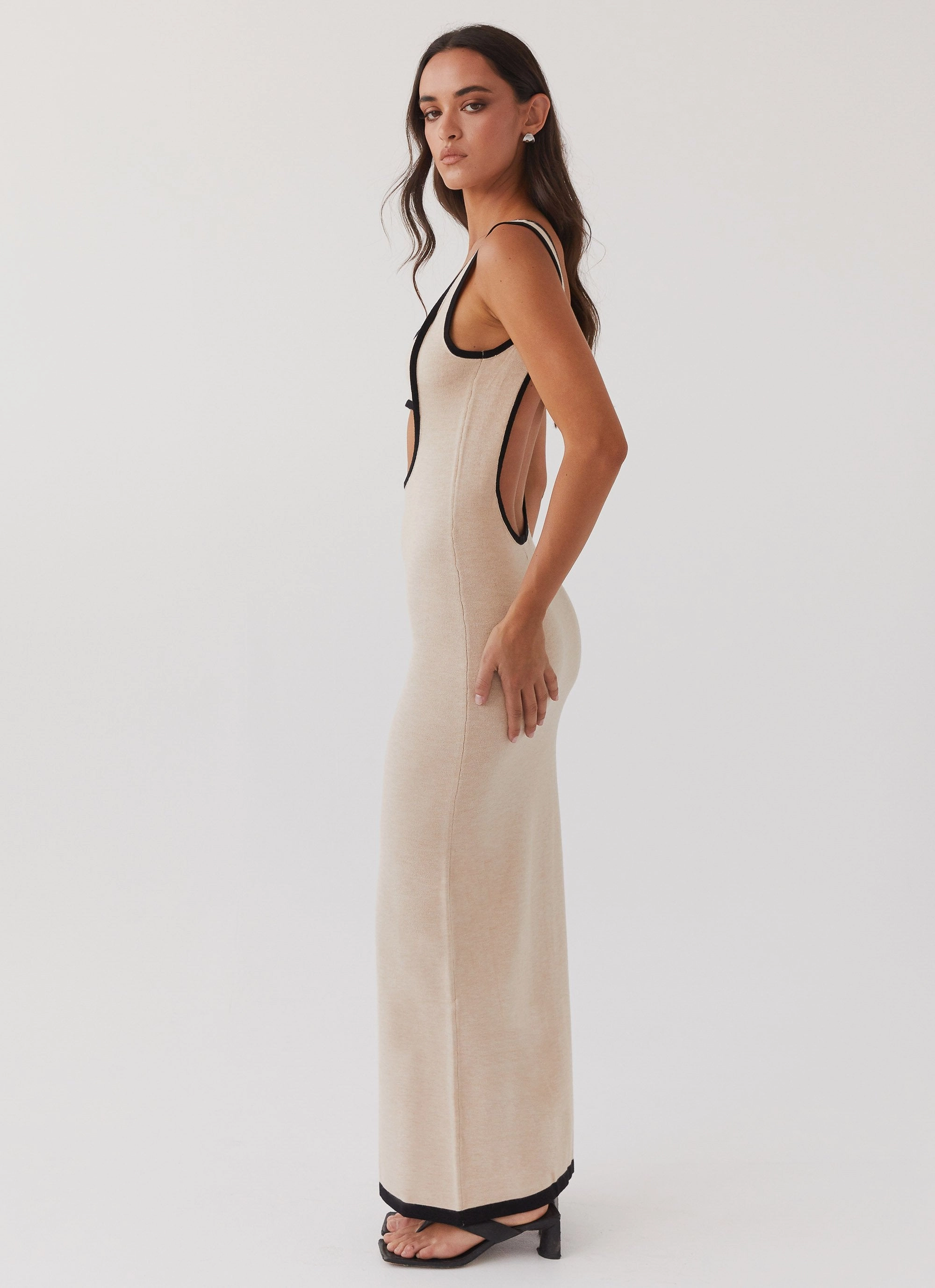 Lost In Paris Knit Maxi Dress - Tapioca Comfy Look Go To Wear