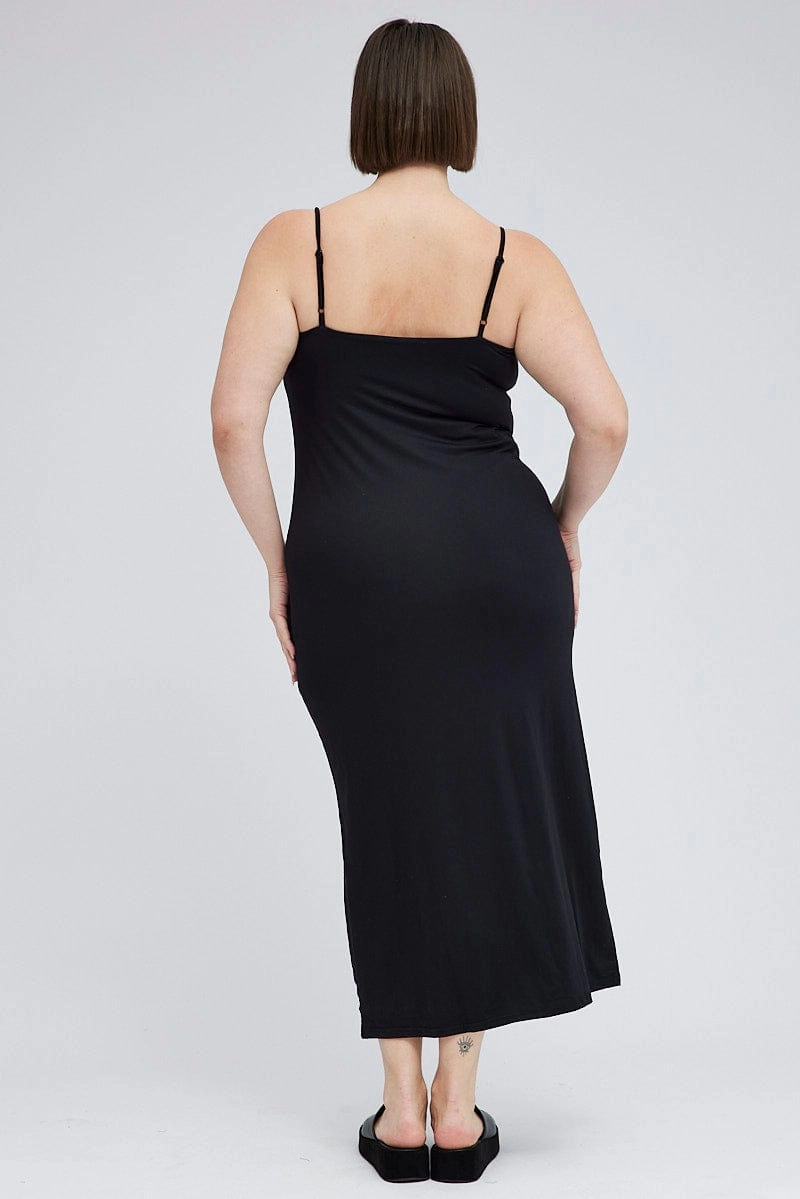 Black Bodycon Supersoft Maxidress Gradient Shade Raglan-Sleeve