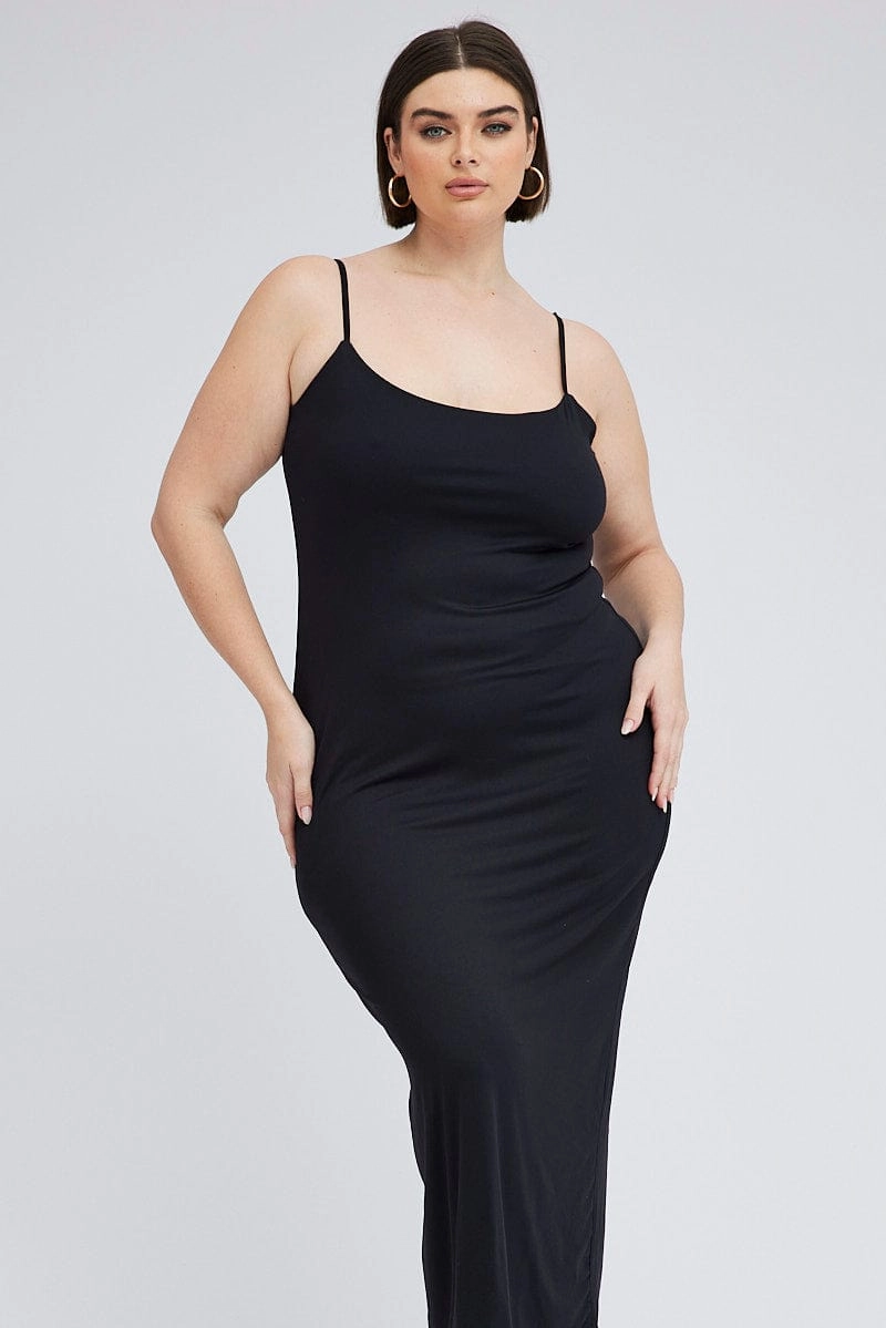 Sleek Design Fit Black Bodycon Supersoft Maxidress