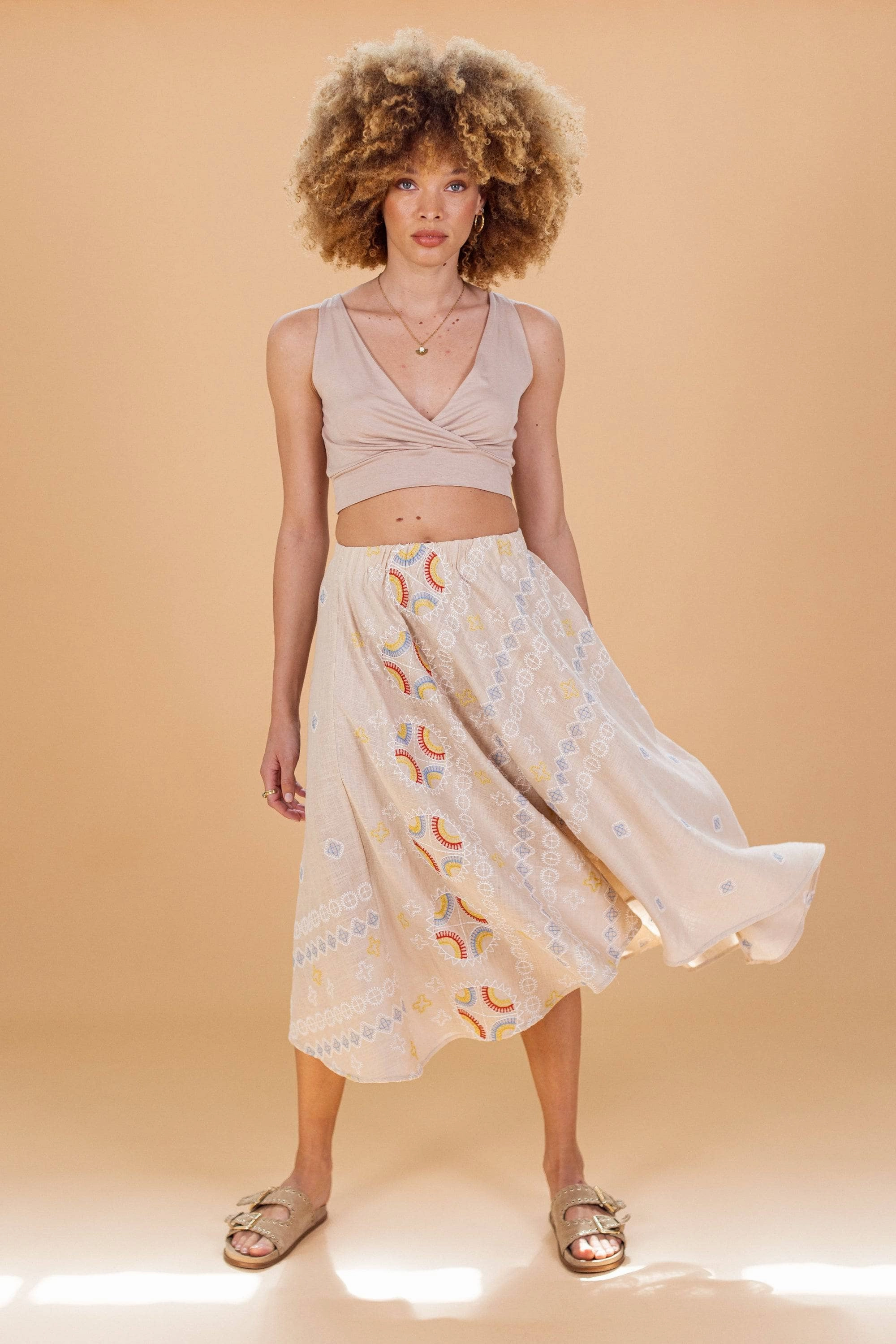 Skirt Sands Beige Cozy Vibes Sleek Styling