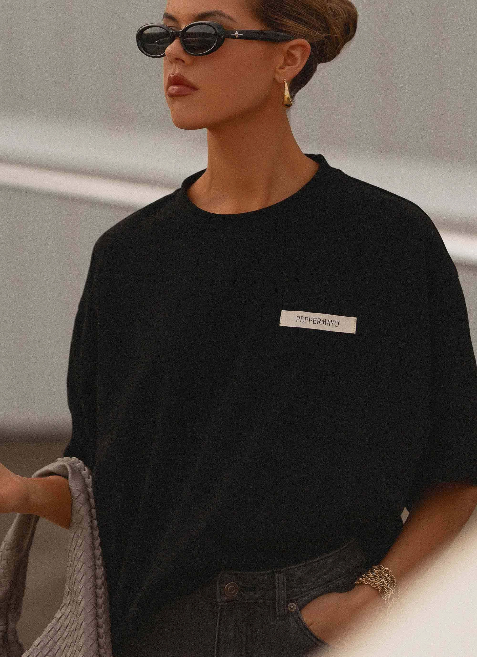 Work efficiency Signature Oversized Tee - Black