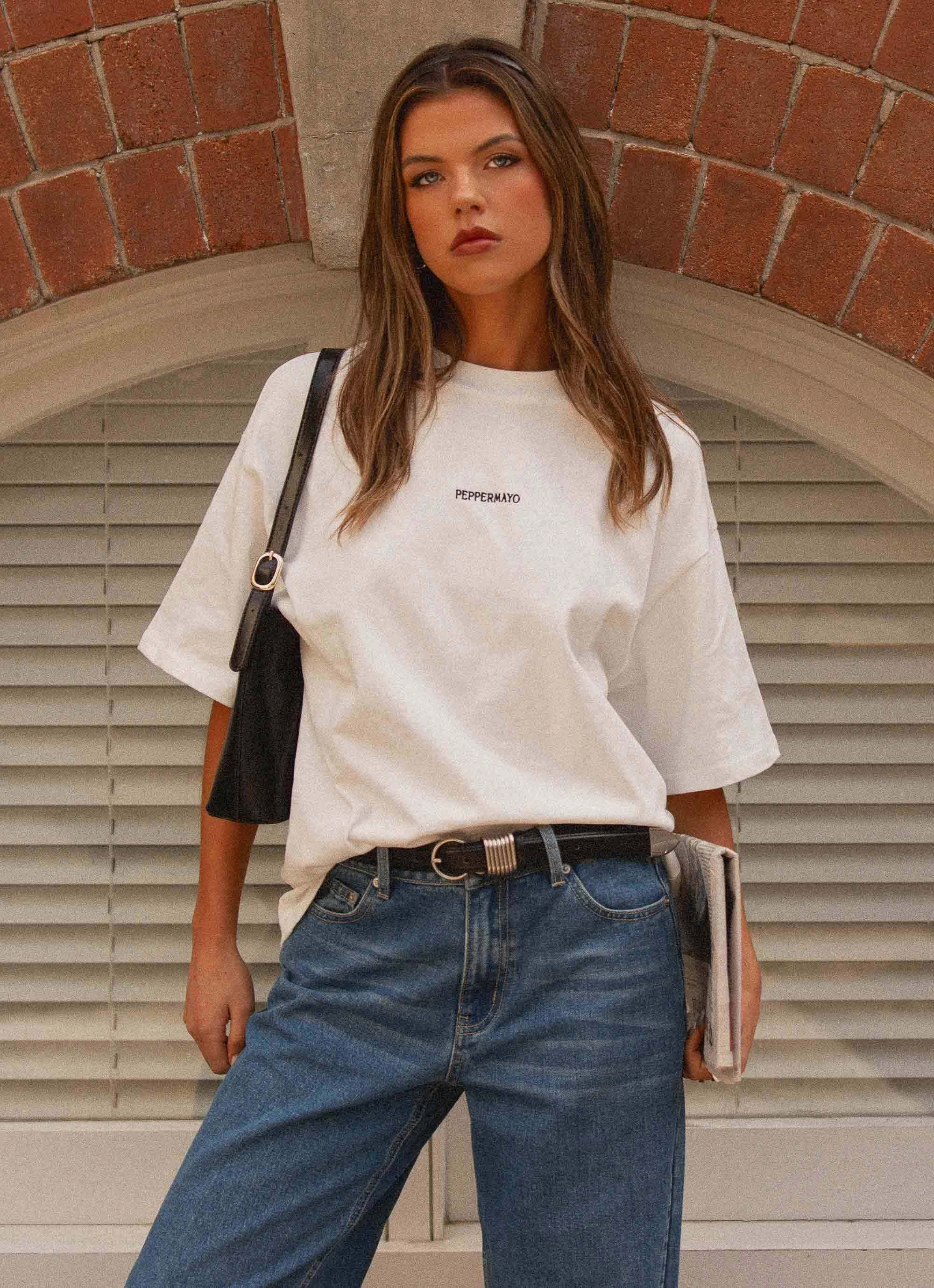 Sporty Style Wear Signature Oversized Tee - White