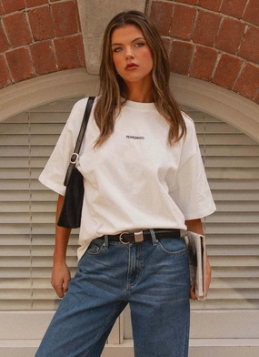 Sporty Style Wear Signature Oversized Tee - White