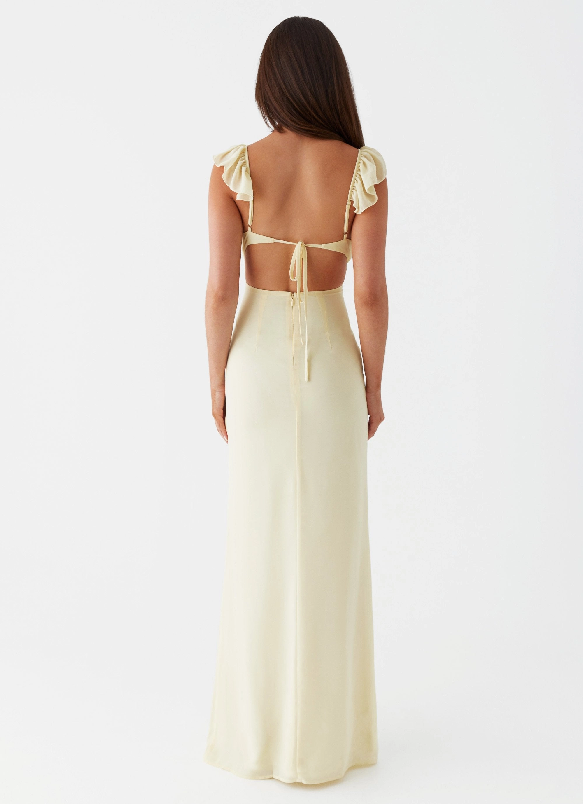 Light Drape Gloss Finish Silvie Maxi Dress - Yellow