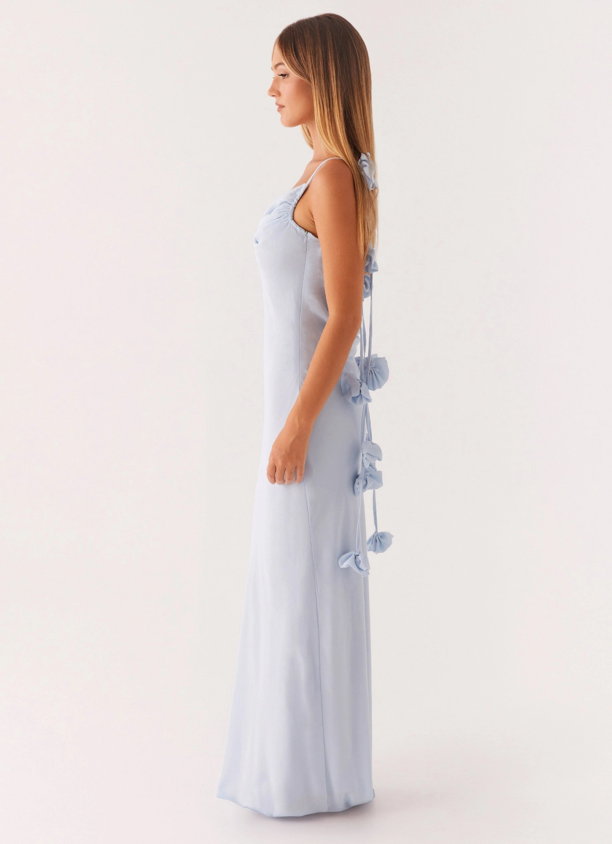 Elegant Outline Linen Love Simona Maxi Dress - Pastel Blue