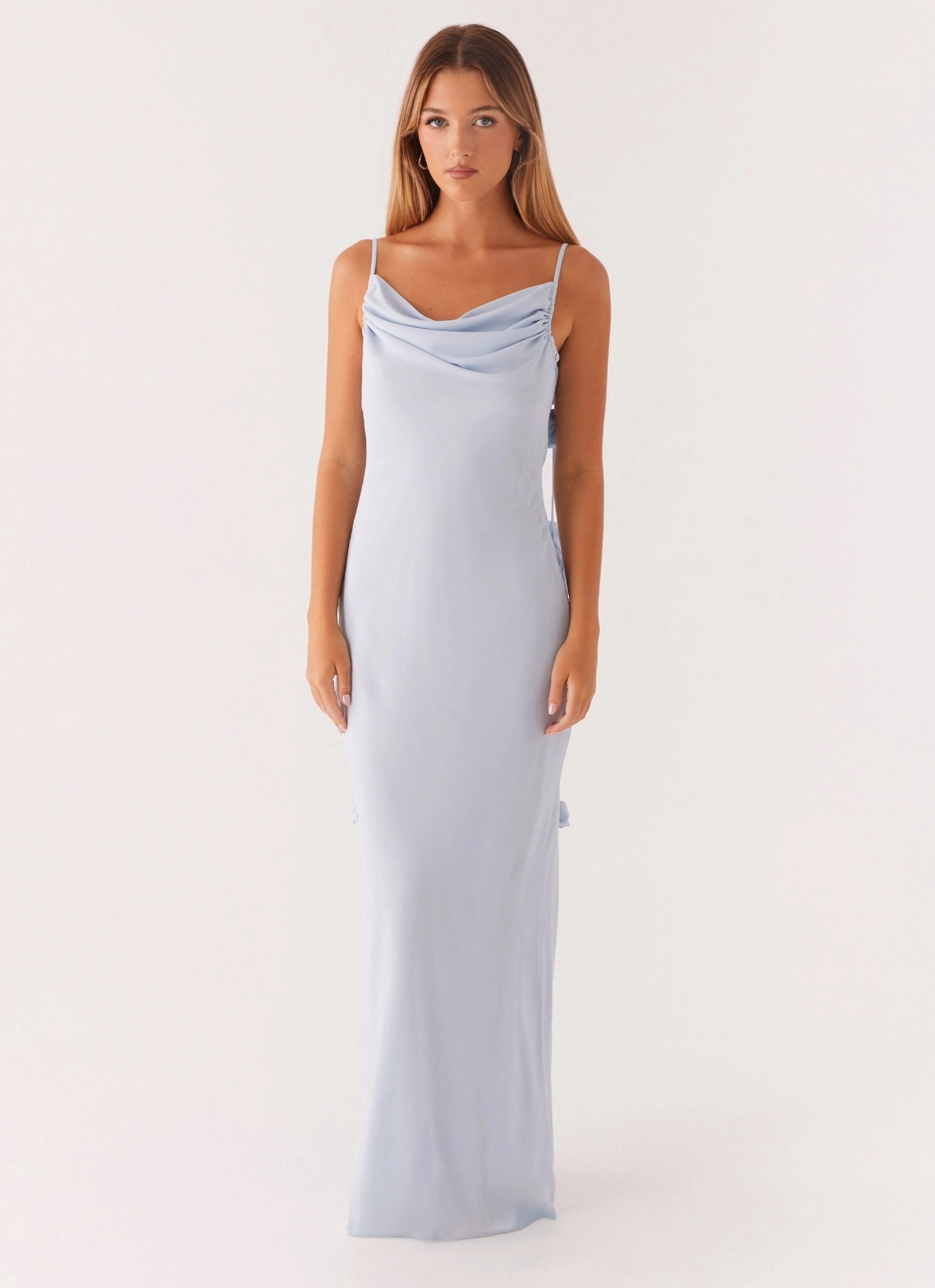 Simona Maxi Dress - Pastel Blue Sculpted Fit