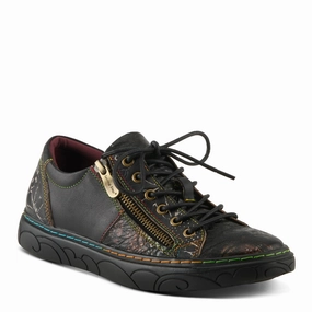 L'Artiste by Spring Step Women's Danli Leather Zipper Sneaker - Black Multi Strong Stride Breezy Feel
