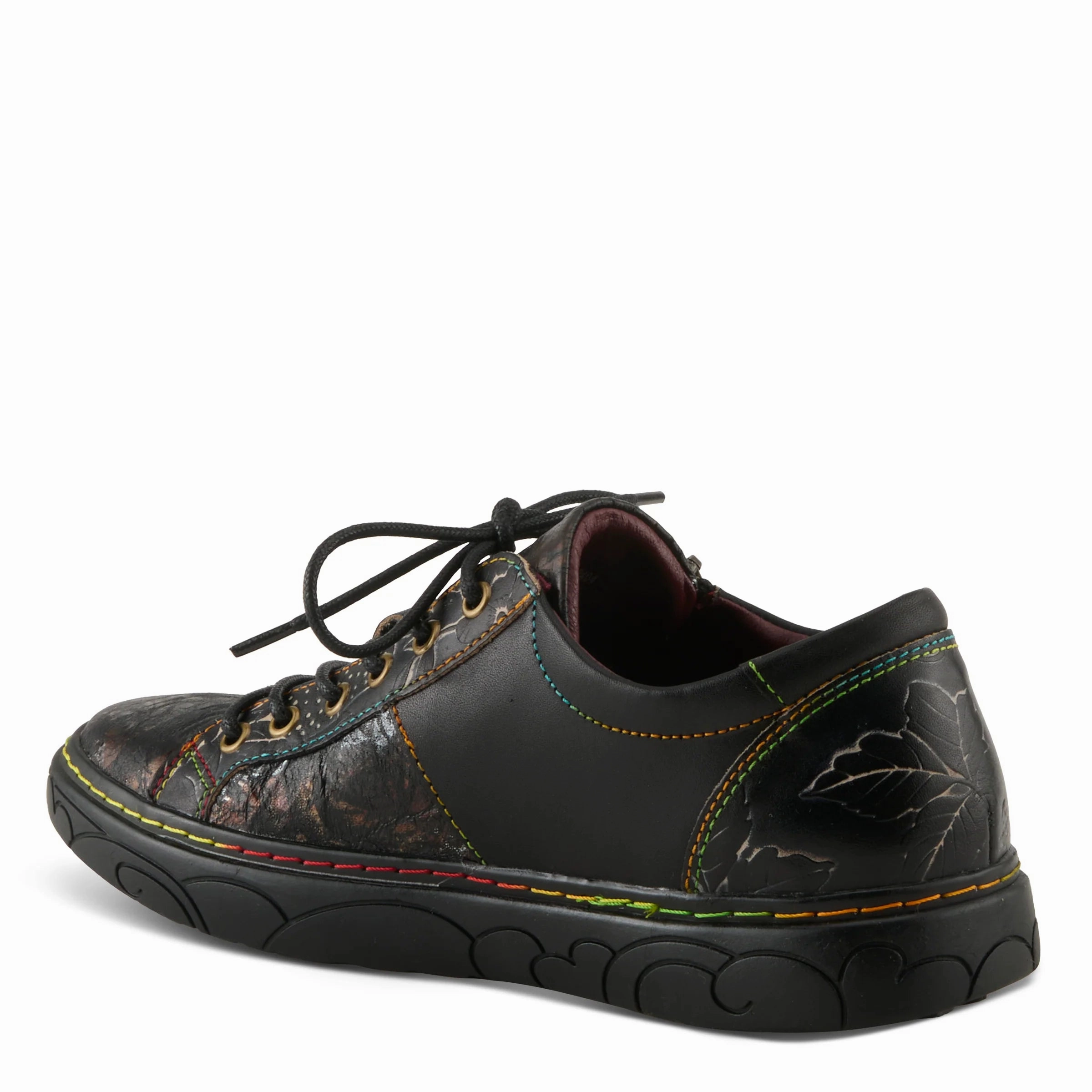 L'Artiste by Spring Step Women's Danli Leather Zipper Sneaker - Black Multi Petal Hike