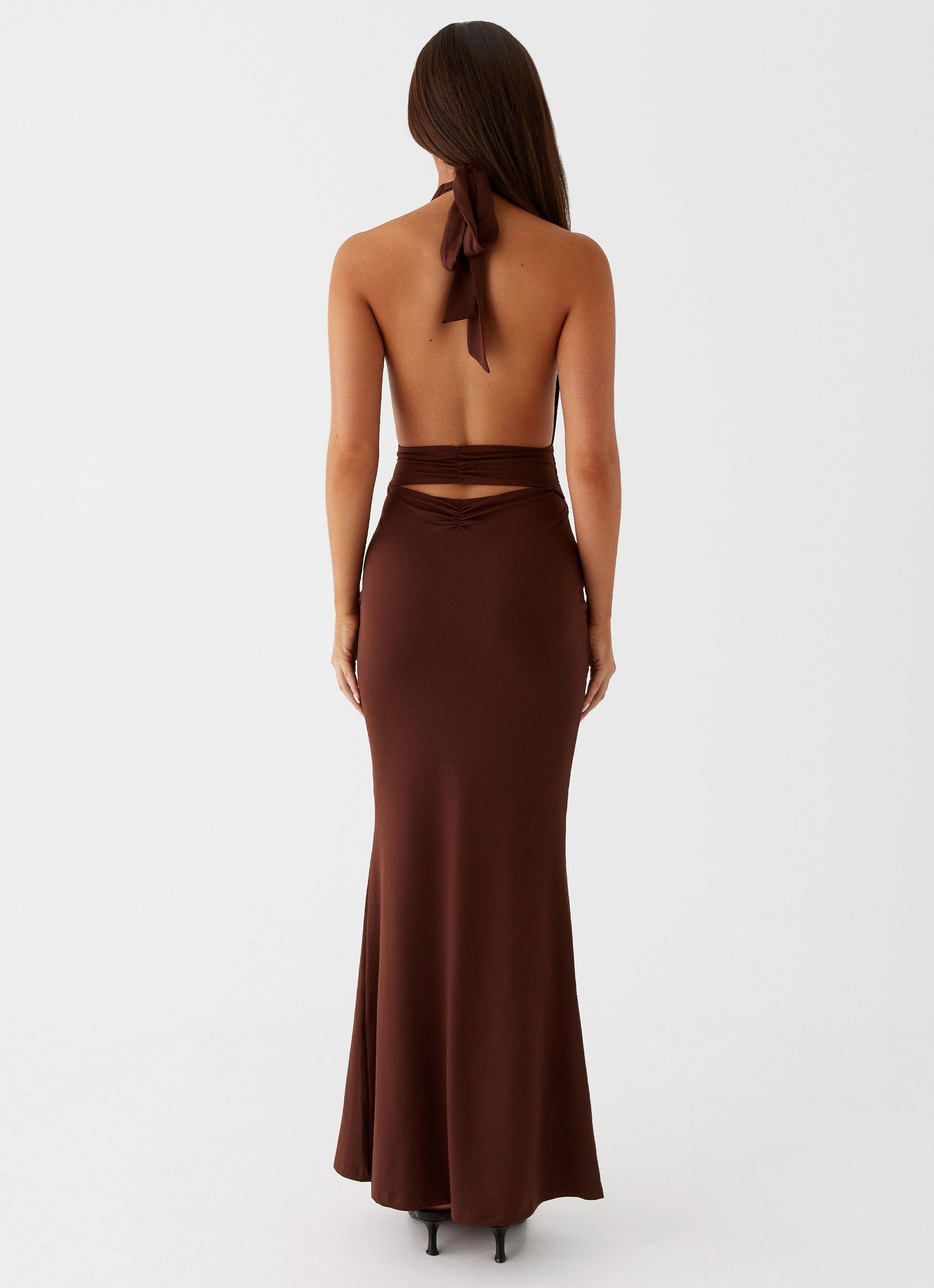 Satin Layers Casual Comfort Wear Carolina Twist Maxi Dress - Chocolate