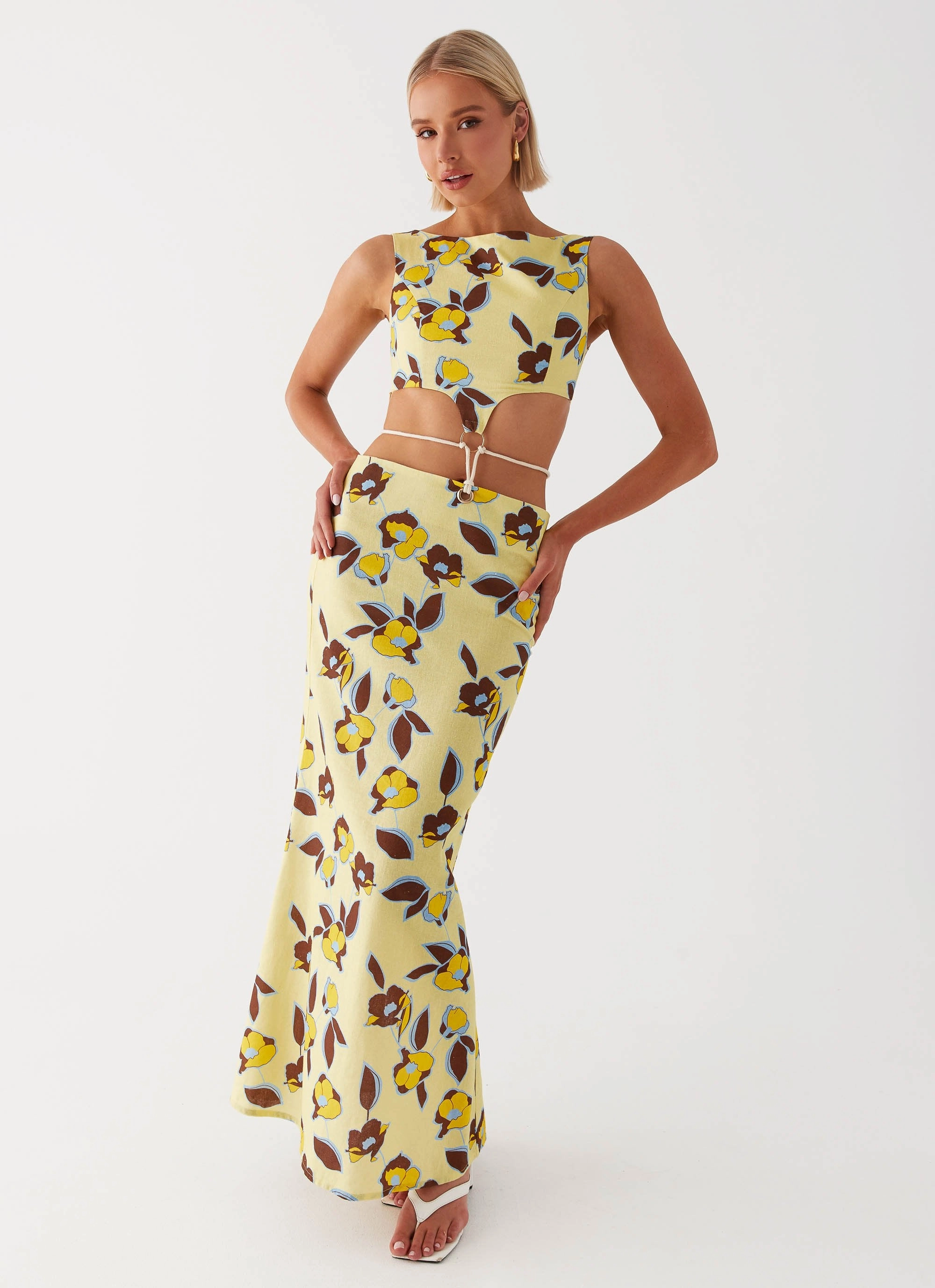 Taryn Cut Out Maxi Dress - Primrose Cool Elegance Chill Vibes