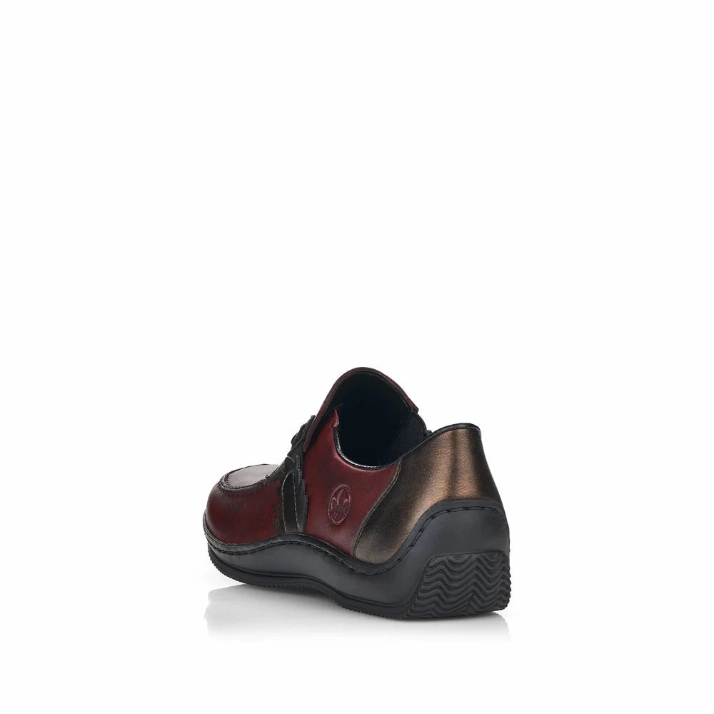 Rieker L1759 Celia Slip-On - Red (Burgundy) On Foot