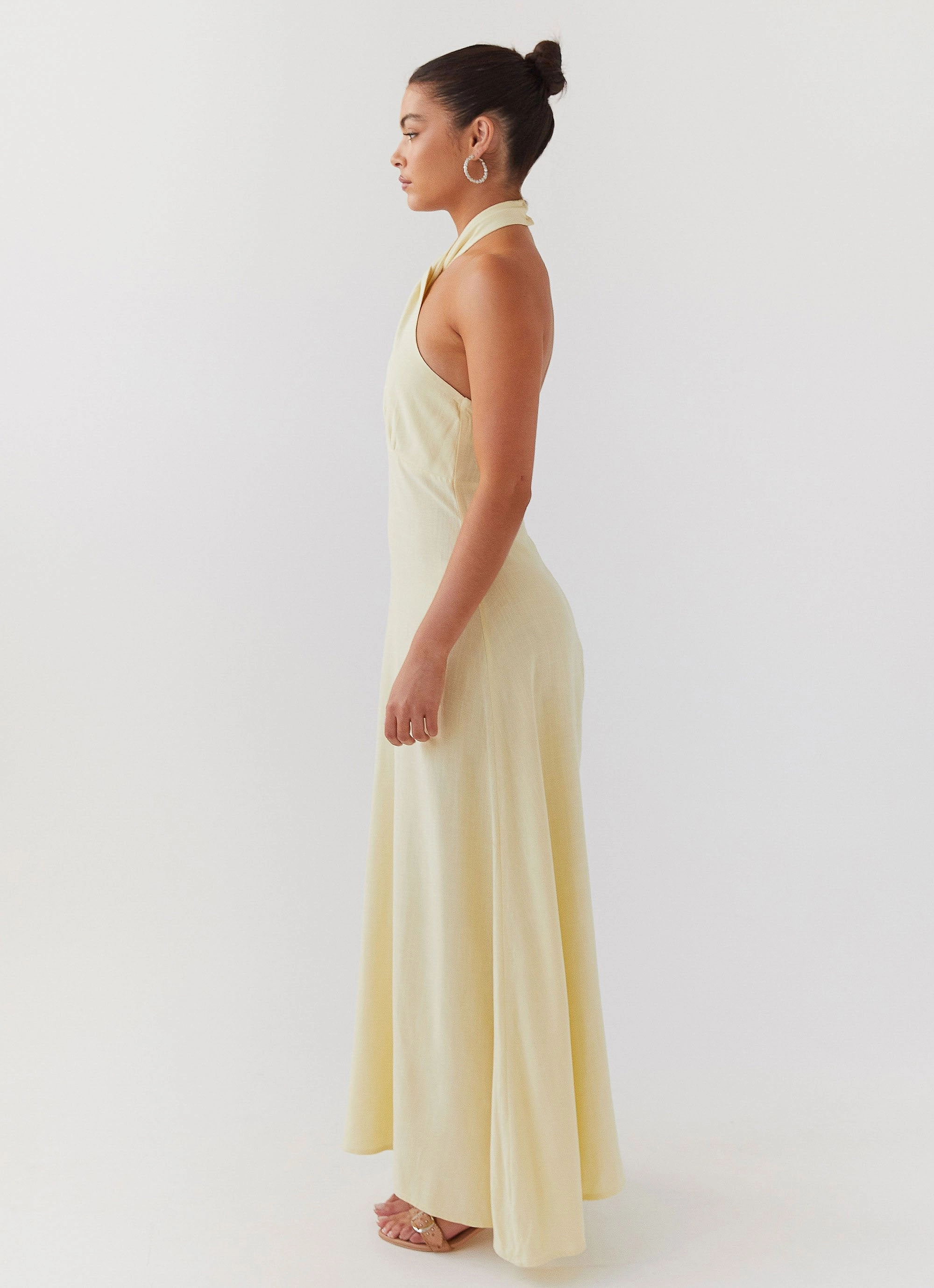 Adrienne Linen Maxi Dress - Lemon Bow Soft