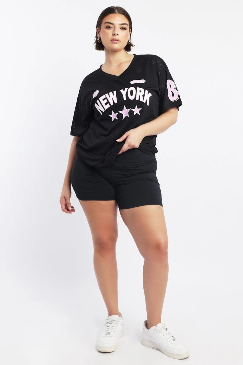 Heathered Fabric Black Graphic T Shirt Short Sleeve Crew Neck