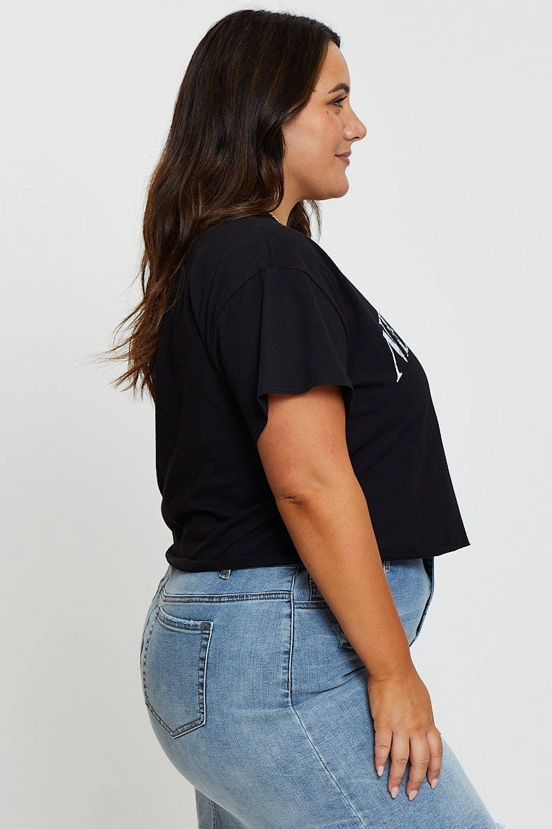 Black Graphic T-shirt New York Crew Neck Short Sleeve Chill Mode Timeless Fashion