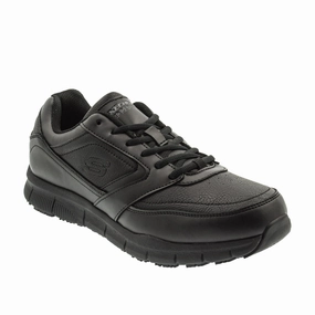 Skechers Men's Nampa Slip Resistant Sneaker (Medium and Extra Wide) - Black Outdoor Step Clean Shape
