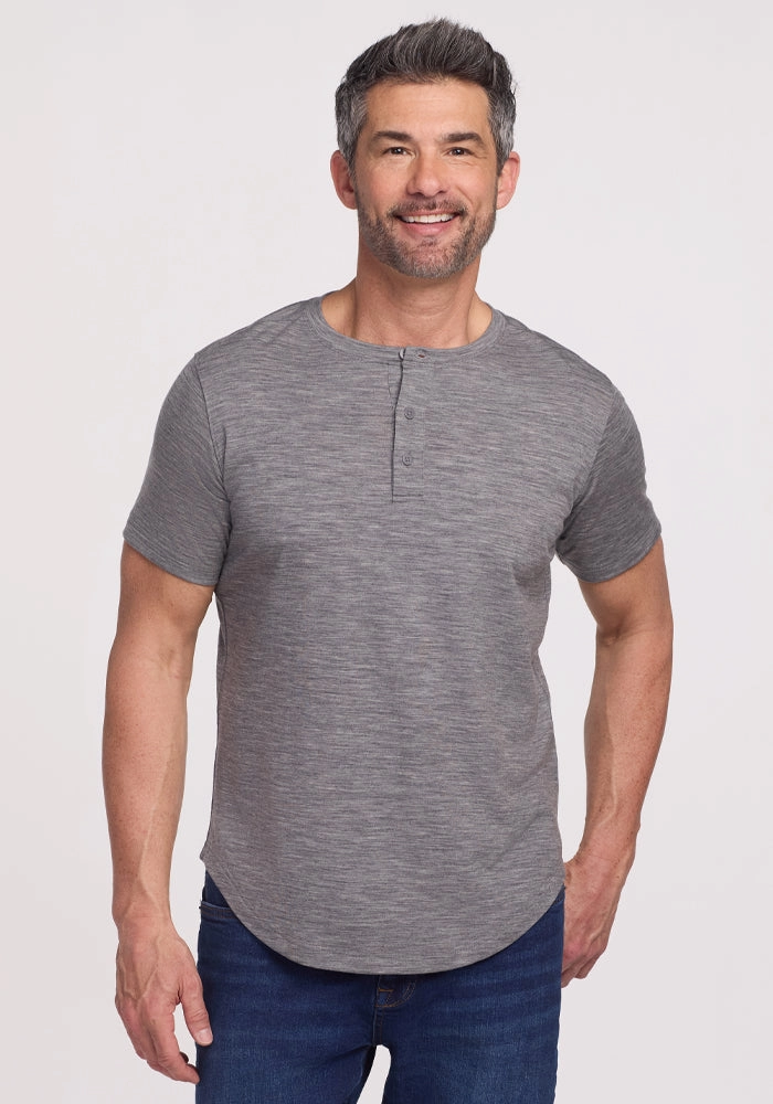 MoistureControlFibers Bronx Henley - Graphite Heather
