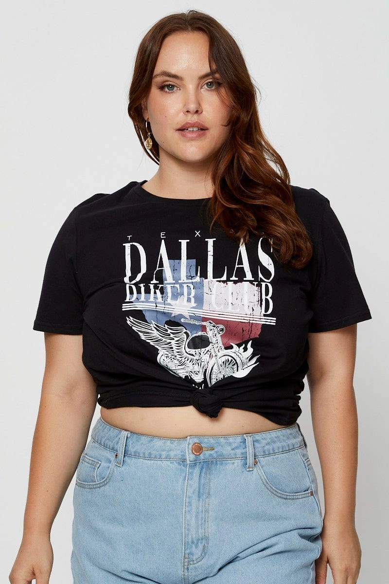 Minimalist Aesthetic Black Graphic T-shirt Crew Neck Short Sleeve