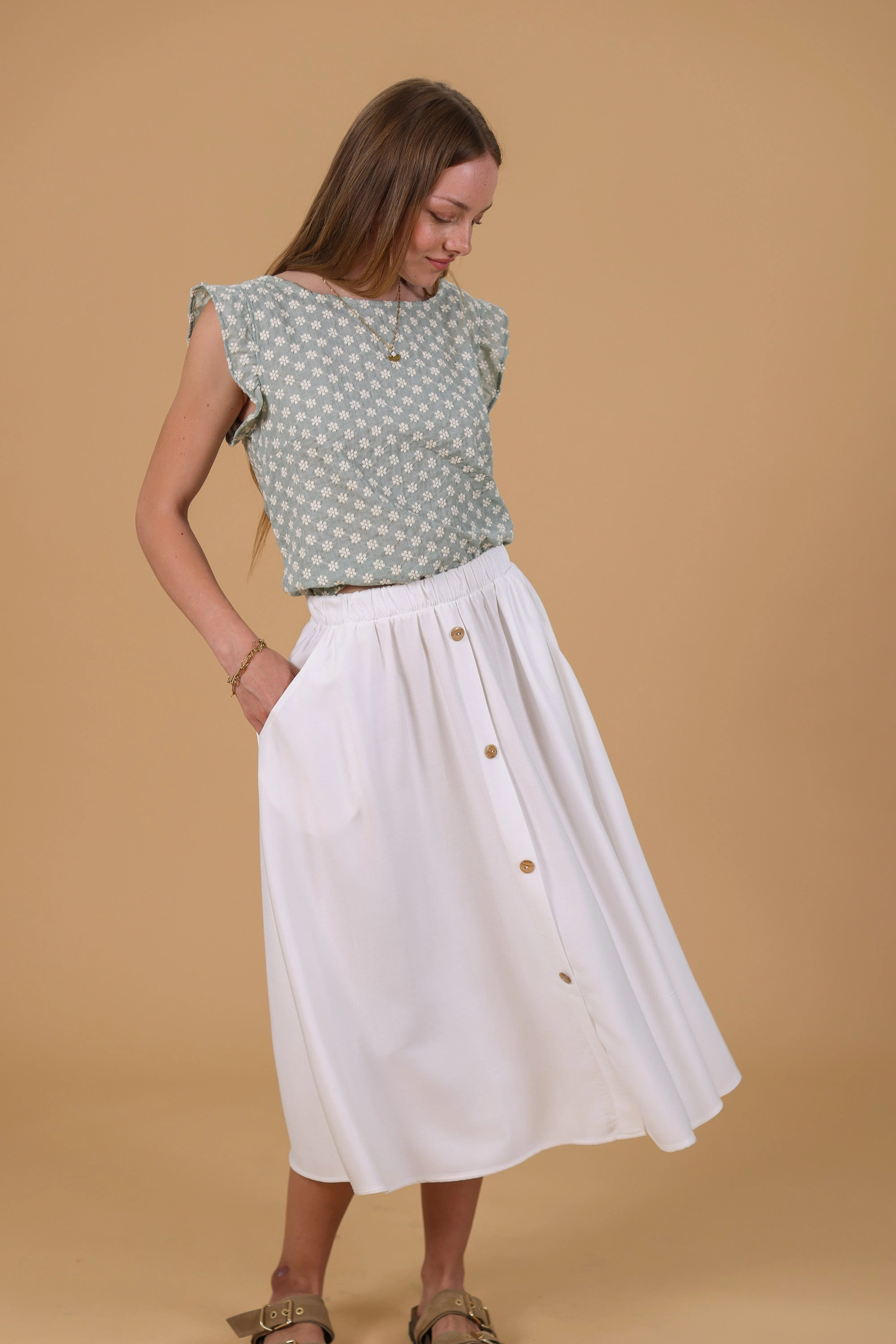 Skirt Marisa White flared silhouette