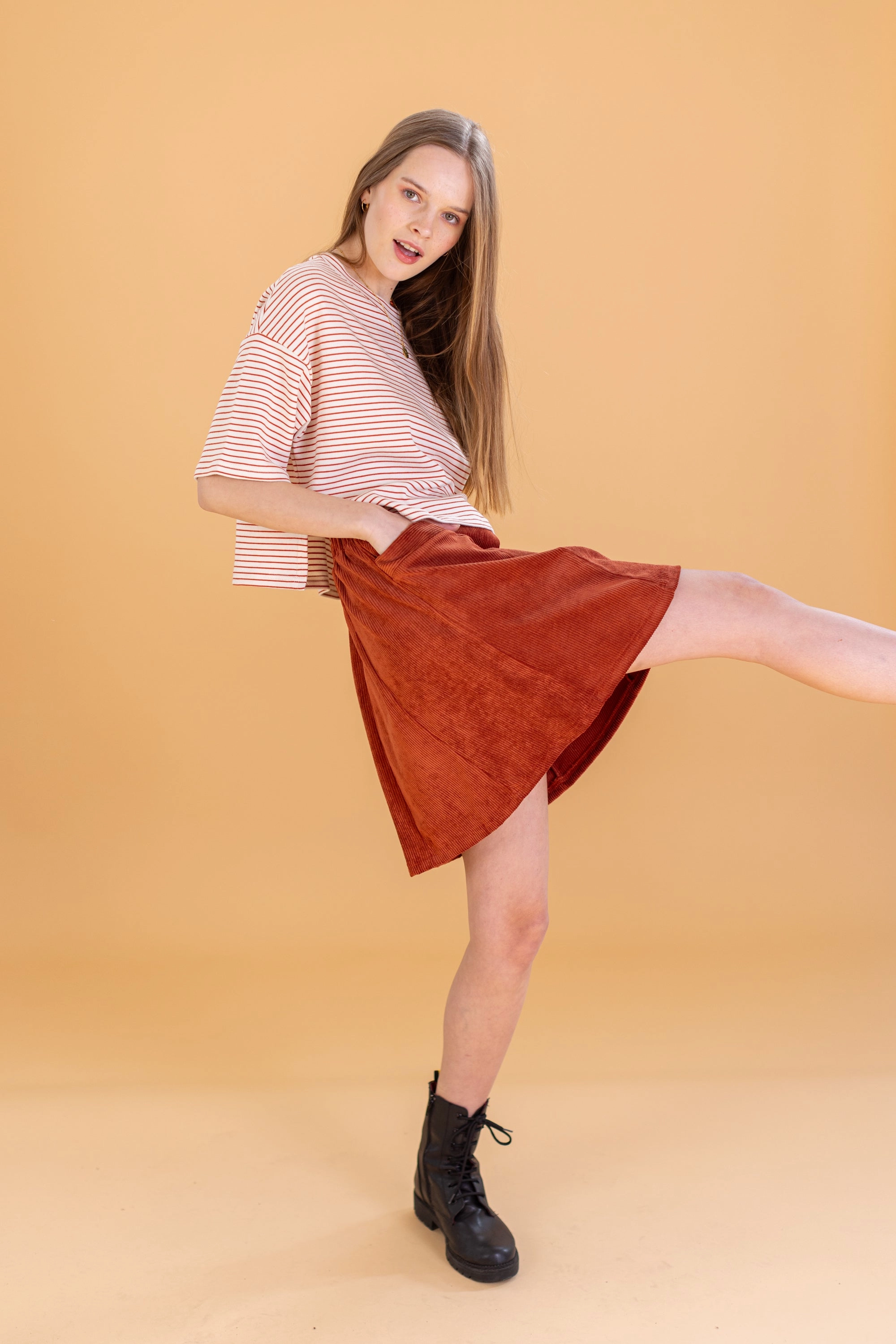 Skirt Maxine Terracotta Curve Friendly Adjustable Ties